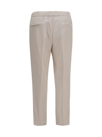 Brunello Cucinelli Mens Corduroy Drawstring Pants Ghiaccio Cotton Trousers