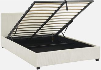 Sweeek Sweeek - Letto a cassettone con rete a doghe 140cm, velluto a coste grosse