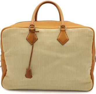 Herm&egrave;s Light Brown Natural Crinoline Leather Boston Bag (Pre-Owned)
