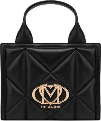 Love Moschino Borsa tote con placca logo - Nero