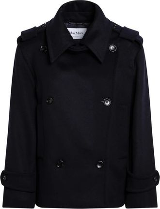 Max Mara Stijlvolle wollen jas - Dames - Blazers - Blauw - 2XS - Wol - Jassen