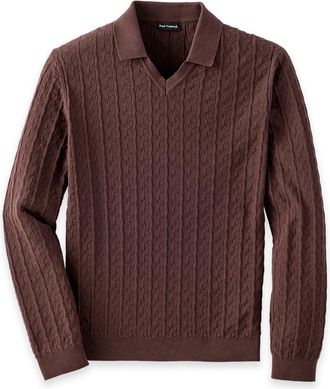 Paul Fredrick Cotton Johnny Collar Sweater