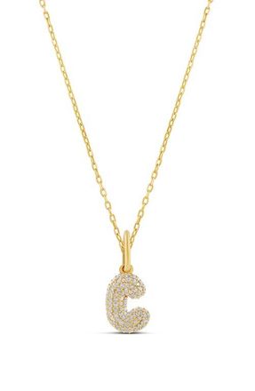 SHYMI Mini Pav&eacute; Bubble Initial Pendant Necklace in Gold at Nordstrom