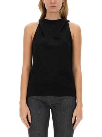 Courr&egrave;ges Black Solid Hood Top