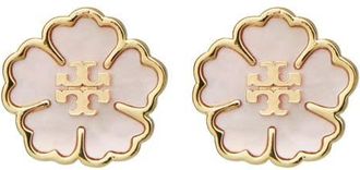 Tory Burch Forget Me Not Stud Earrings in Tory Gold /Mother Of Pearl at Nordstrom