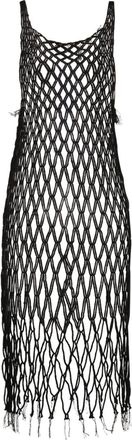 Maison Margiela open-knit midi dress - women - Polyester/Cotton/Other fibres - S - Black