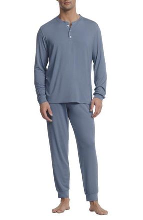Eberjey Henry Stretch Tencel Modal Short Sleeve Pajamas in Slate Blue at Nordstrom, Size Xx-Small