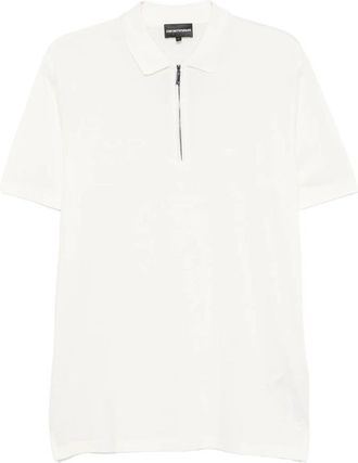 Emporio Armani Quarter-zip Logo-patch Polo Shirt