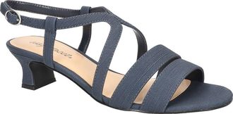 Easy Street Blissful Ankle Strap Sandal in Navy Linen at Nordstrom, Size 6.5