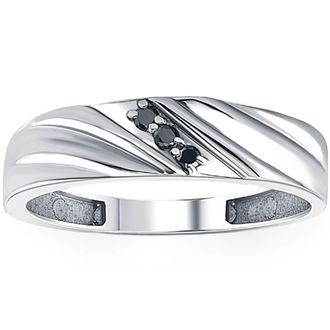 Pompeii3 Black Diamond Ring Mens 14k White Gold
