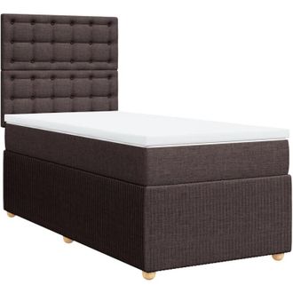 vidaXL Cama Box Spring Con Colch&oacute;n Tela Marr&oacute;n Oscuro 80x200 Cm Vidaxl