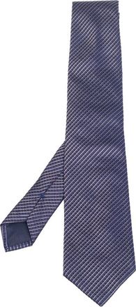 HUGO BOSS Boss By Hugo Boss Navy Blue Striped Silk Narrow Tie