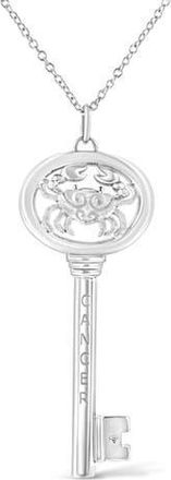 House of Brilliance 925 Sterling Silver Diamond Accent Zodiac Key 18 Pendant Necklace in Cancer at Nordstrom