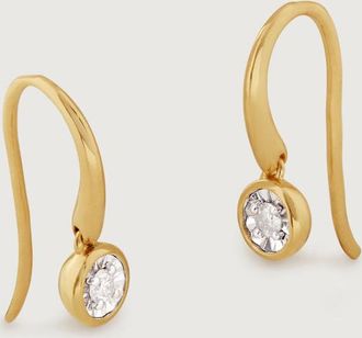 Monica Vinader Gold Diamond Essential Wire Earrings Diamond