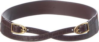 J.McLaughlin J.Mclaughlin Jimena Croc-Embossed Suede & Leather Belt