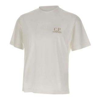 C.P. Company T-Shirts, male, White, Size: L Logo-print T-shirt