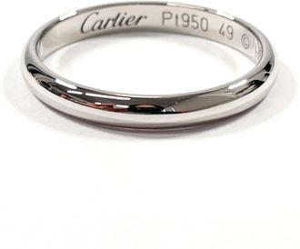 Cartier Silver Platinum 950 Band Ring (Pre-Owned)