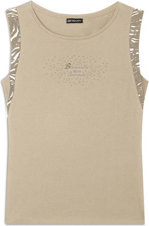 Freddy T-shirt senza maniche con dettagli dorati e animalier