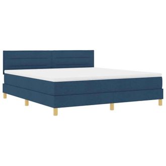 vidaXL Cama Box Spring Con Colch&oacute;n Con Colch&oacute;n Azul 180 X 200 Cm Tela Vidaxl