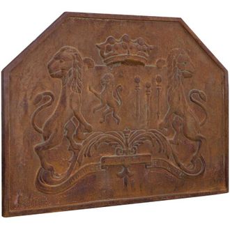 Biscottini International Piastra in ghisa Frontone con stemma per camino Lastra per caminetto Parascintille Griglia di protezione Salva pavimento muro