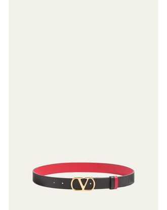 Valentino Garavani Reversible VLogo Signature Belt In Glossy Calfskin 30MM