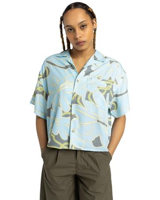 Element Kurzarmshirt ELEMENT Hang Out, Damen, Gr. XS, gelb (pop gelbblau), 100% Viskose, Shirts Kurzarmshirt