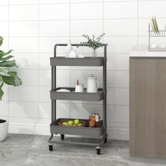 vidaXL Vidaxl - Carrito De Cocina 3 Niveles Hierro Y Abs Gris 42x35x85 Cm