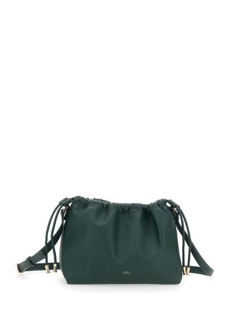 A.P.C. Ninon Green Crossbody Bag With Drawstring Closure And Embossed Logo Lettering On The Front In Ecoleather Woman