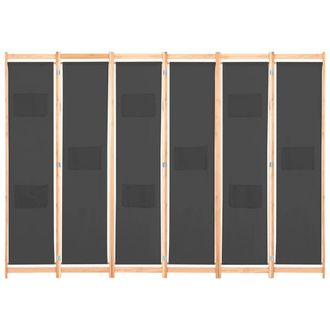 Berkfield Home 6-Panel Room Divider Grey 240x170x4 cm Fabric | Size: 240 x 170 x 4 cm