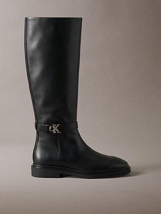 Calvin Klein Botas Hasta La Rodilla De Piel Con Logo Distintivo