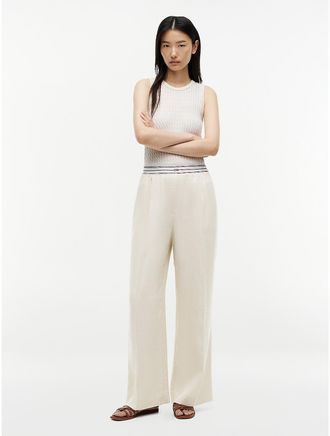 Tommy Hilfiger Womens Straight Linen Pull-On Pant - Classic Beige - 2