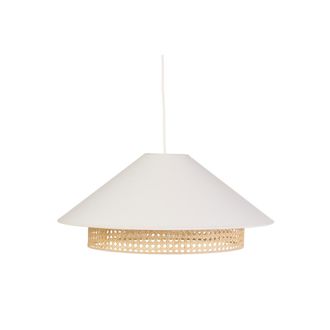 Miliboo L&aacute;mpara De Algod&oacute;n Crudo Y Rat&aacute;n Natural D50 Cm Haiko