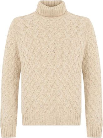 Fedeli Pullover met hoge hals - Heren - Truien - Beige - Maat: L Kasjmier