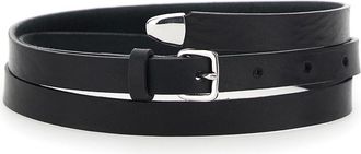 Tela rachel Black Belt With Buckle Closure In Leather Woman