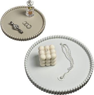 Happimess Opulence Modern Minimalist Concrete Fluted Edge Decorative Jewelry Trays in Pale Blue/stone at Nordstrom
