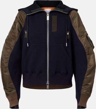 sacai Giacca in misto cotone e twill con cappuccio