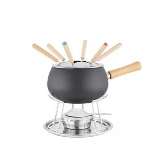 EVA Fonduta Esmaltada Negra Opaca Set De 12 Piezas Eva