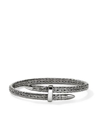 John Hardy Spear Flex Cuff diamond bracelet - unisex - Diamond/Oxidised Sterling Silver - M