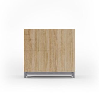 HERDASA Zapatero de melamina roble dorado patas gris 90x90x27 cm