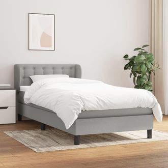 vidaXL Vidaxl - Cama Box Spring Con Colch&oacute;n Tela Gris Claro 100x200 Cm