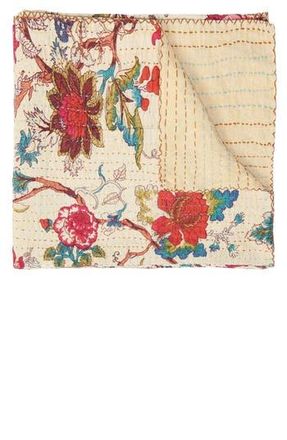 Taj Vintage Cotton Kantha Throw Blanket in Multi Ivory at Nordstrom Rack