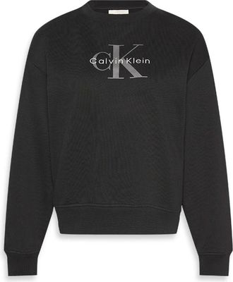 Calvin Klein Jeans LS Monologo French T - Dames - Sweatshirts - Zwart - XS - Katoen - Hoodies & sweatvesten