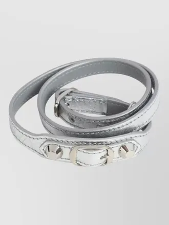 Balenciaga leather triple-wrap studded bracelet