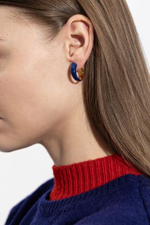 Jil Sander Brass Earrings, Womens, Navy Blue