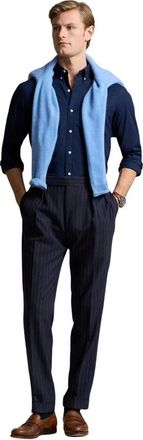 Ralph Lauren Slim Stretch Poplin Overhemd - Heren - Casual Overhemden - Blauw - XL - Katoen - Overhemden