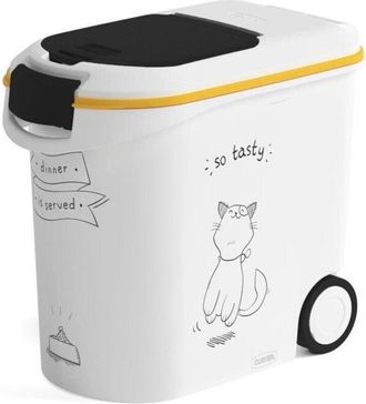 Curver Curver - Contenitore per cibo La cena &egrave; servita - 12 kg - 35 l - Bianco e nero - Per gatto