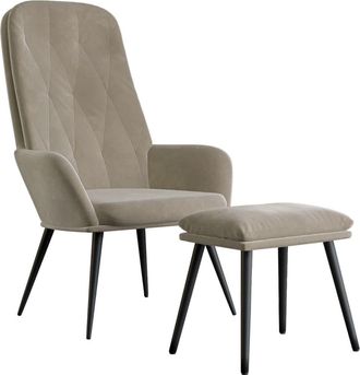 vidaXL Sill&oacute;n De Relax Con Taburete Terciopelo Gris Claro Vidaxl