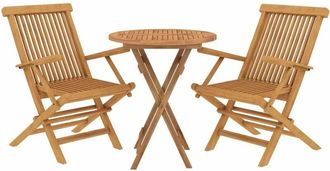 vidaXL Juego De Comedor Para Jard&iacute;n 3 Piezas Madera Maciza De Teca Vidaxl