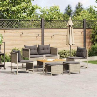 vidaXL Conjunto De Sof&aacute; De Jard&iacute;n 6 Pcs Gris Claro, Gris Oscuro Vidaxl