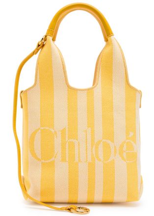 Chlo&eacute; Stripy Logo-jacquard Canvas Tote bag - Yellow - One Size